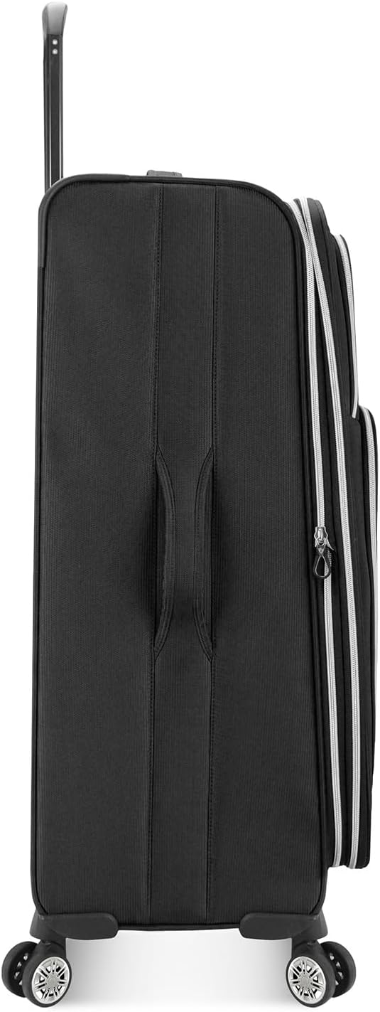 Color Black Traveler's Choice Lares Softside Expandable Luggage with Spinner Wheels, Black, 3 Piece Luggage Set