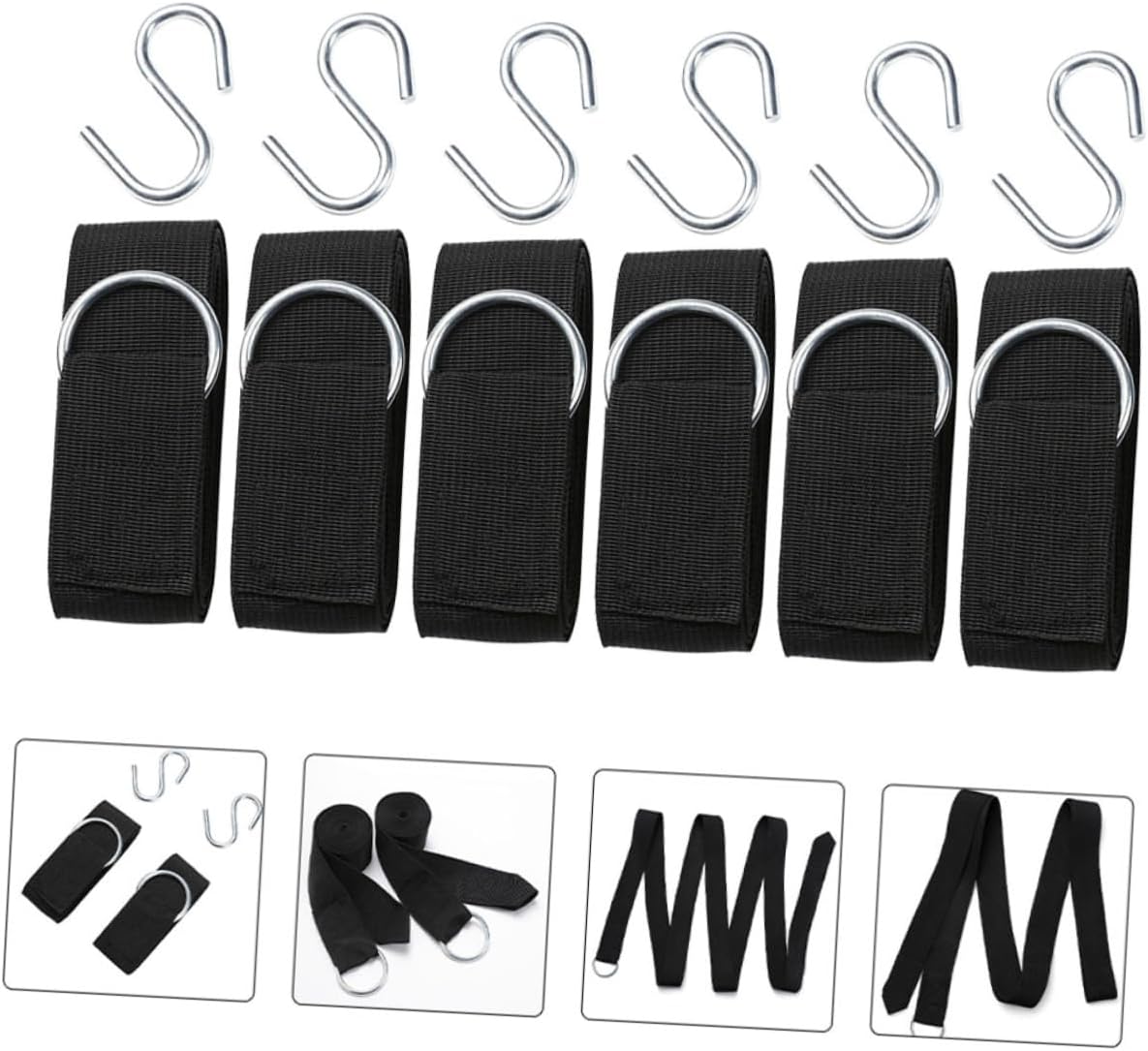 BESPORTBLE 6pcs Hammock Swing Hanging Ropes High Density Nylon Straps Hooks Easy Tree Straps for Swing