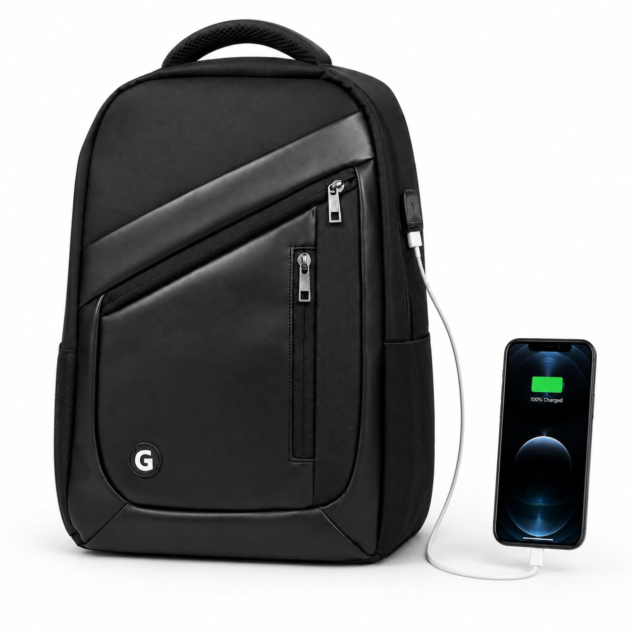 GadgetBite Nova 25L Waterproof Laptop Backpack for Men & Women with USB Charging Port, Anti Theft Travel Bag, Fits 15.6 Inch Laptop, Lightweight with Bottle Holder for Office College School-picture-12