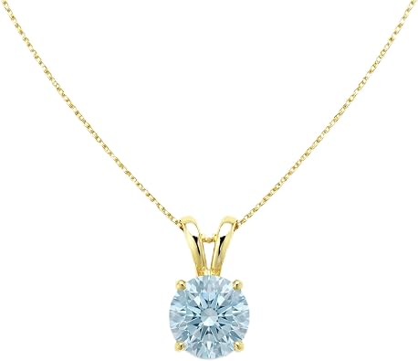 Mariell Cubic Zirconia Crystal Pendant Necklace for Women, 2 Carat 8mm CZ, for Brides, Wedding, Mothers Day Jewelry Gift