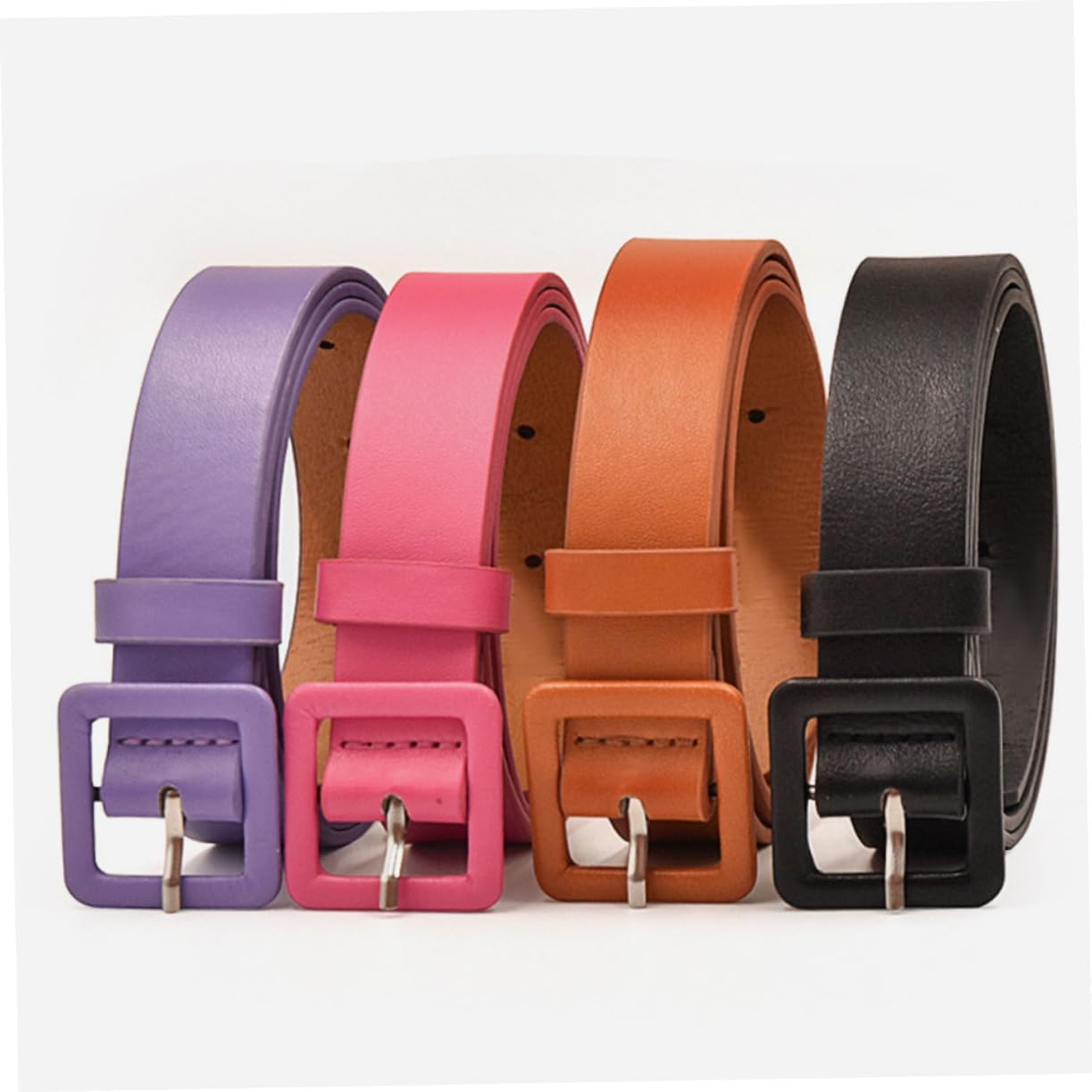 LIFKOME 4pcs Boy Girl Dress Belts for Girls Fashionable Waist Belts Camel for Jeans School Uniforms Casual Outfits