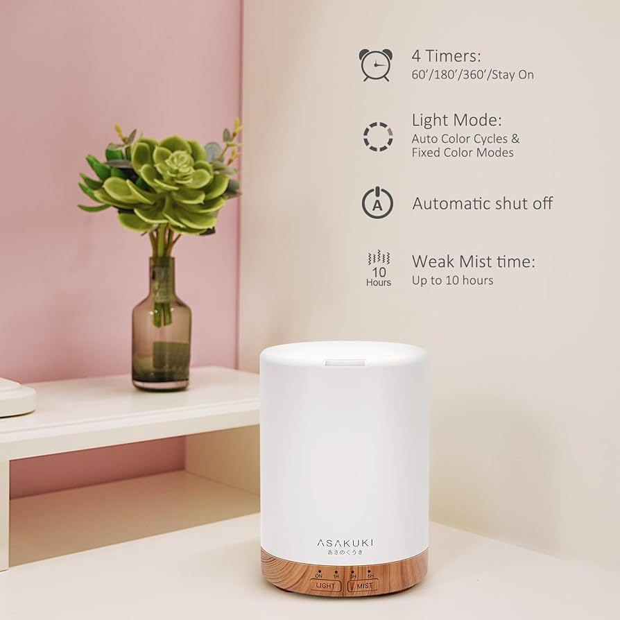 Amazon.com: ASAKUKI 300ML Essential Oil Diffuser, Quiet 5-in