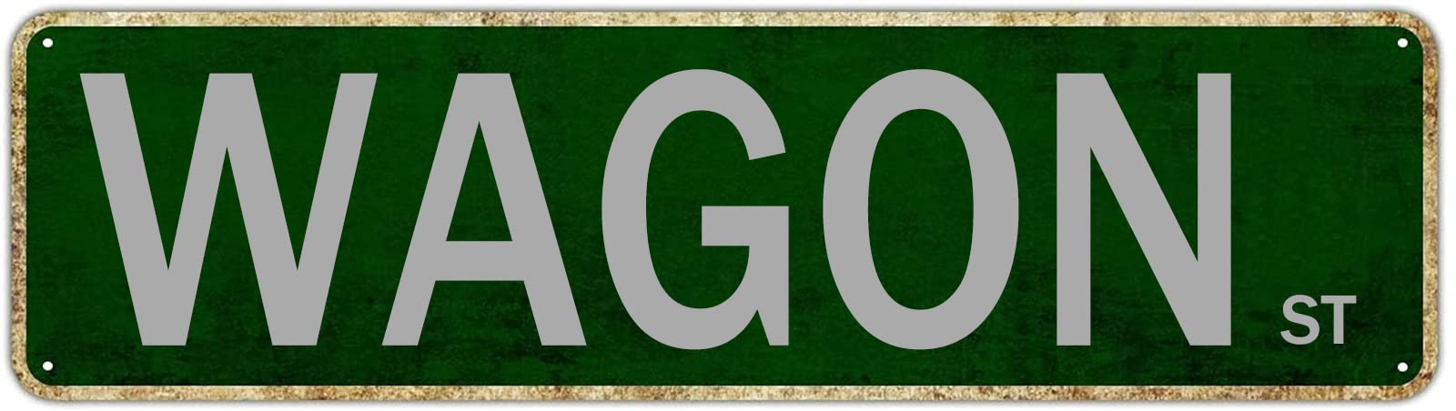 Wagon St Retro Tin Signs Aluminum Metal Sign for Bedroom Kitchen Garden Wall Outdoor Non-Fade Pub Club Decor 4x16 Inch