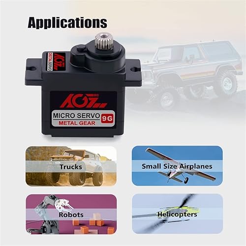 Vista 16 de AGFRC Mini servo-motor de dirección RC impermeable de 13.2 lbs - 0.085 segundos de alta velocidad HV Titanium Gear Servo digital sin núcleo