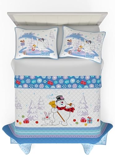 Miniatura 1 de Franco Frosty The Snowman Holiday & Christmas - Juego de ropa de cama súper suave de 3 piezas de funda de almohada y edredón, tamaño matrimonial de