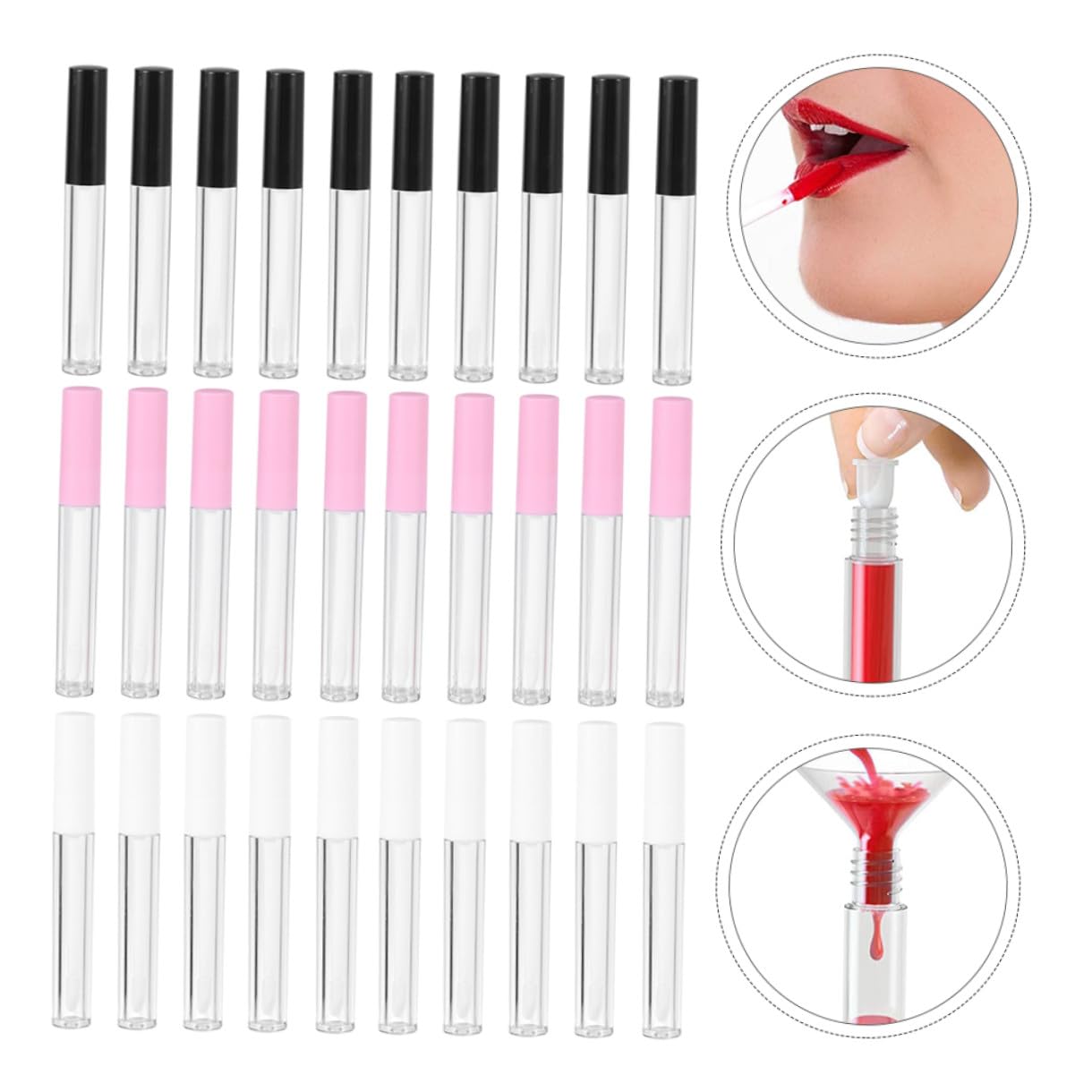 Tubi Lucidalabbra Rotondi 2, 5ml in Abs per DIY e Viaggio | 30 Pezzi, Corpo e Tappo in Abs, Design Mini Compatto, per Olio Labbra e Riempimento senza Perdite