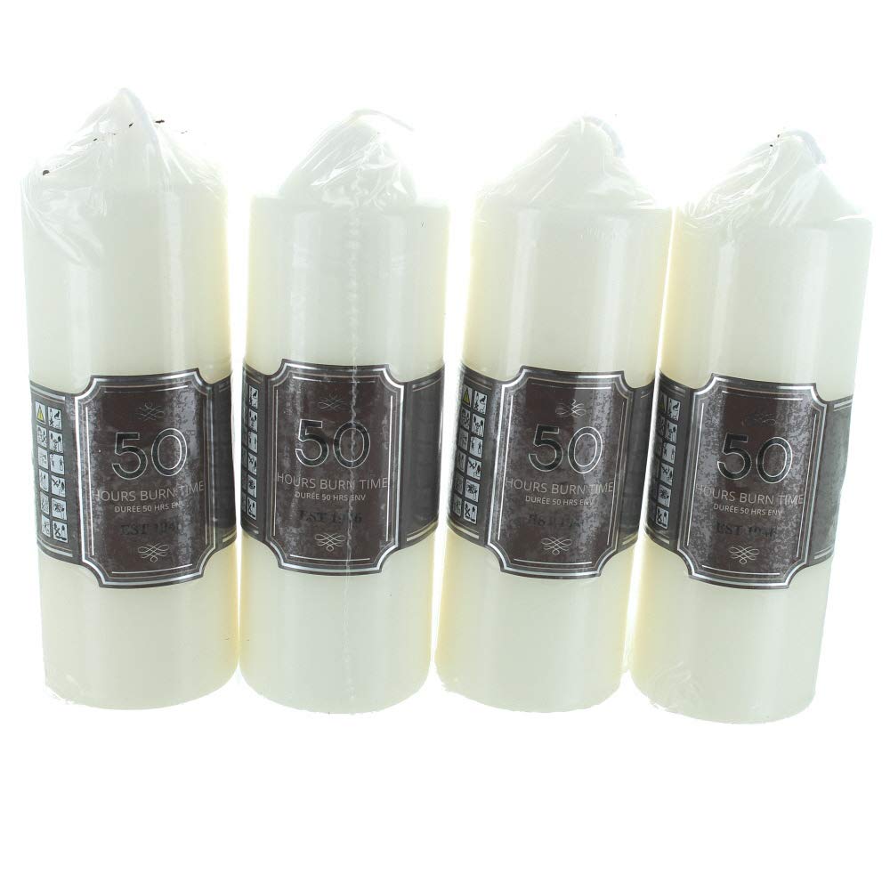 SET OF 4 CHURCH CANDLE 50 HOUR BURNING DECORATION PILLAR WAX HOME TEA