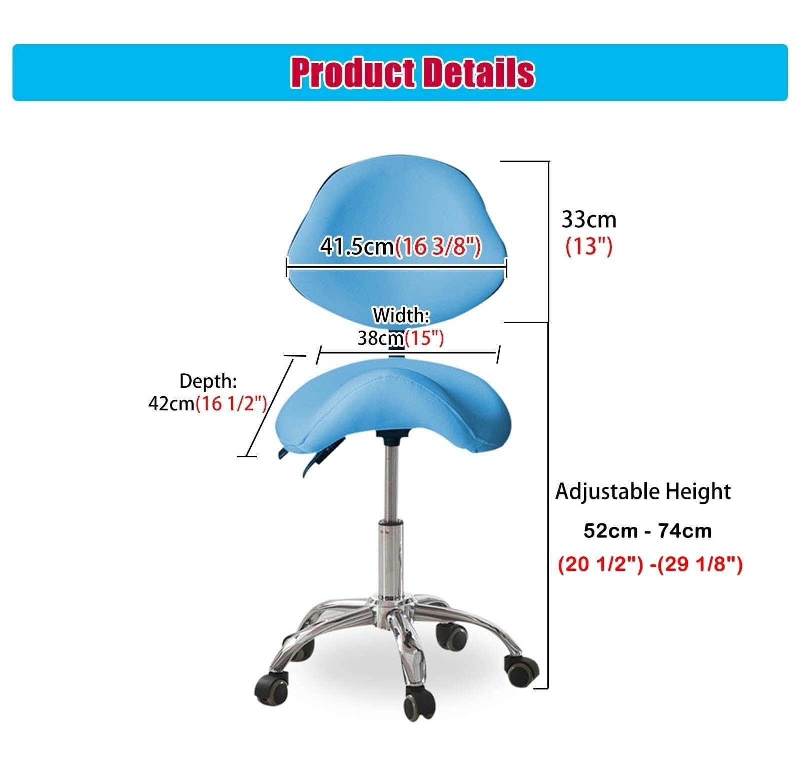 Krzesło obrotowe, ergonomiczne, obrotowe, profesjonalne krzesło biurowe, z wytrzymałą metalową podstawą, hydrauliczny stołek studyjny (niebieski)