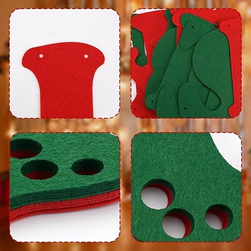 Miniatura 7 de Marbrasse Cartel de fieltro de Navidad de 3 piezas, pancarta de Feliz Navidad, rojo, verde, Papá Noel, reno, árbol de Navidad, decoración de