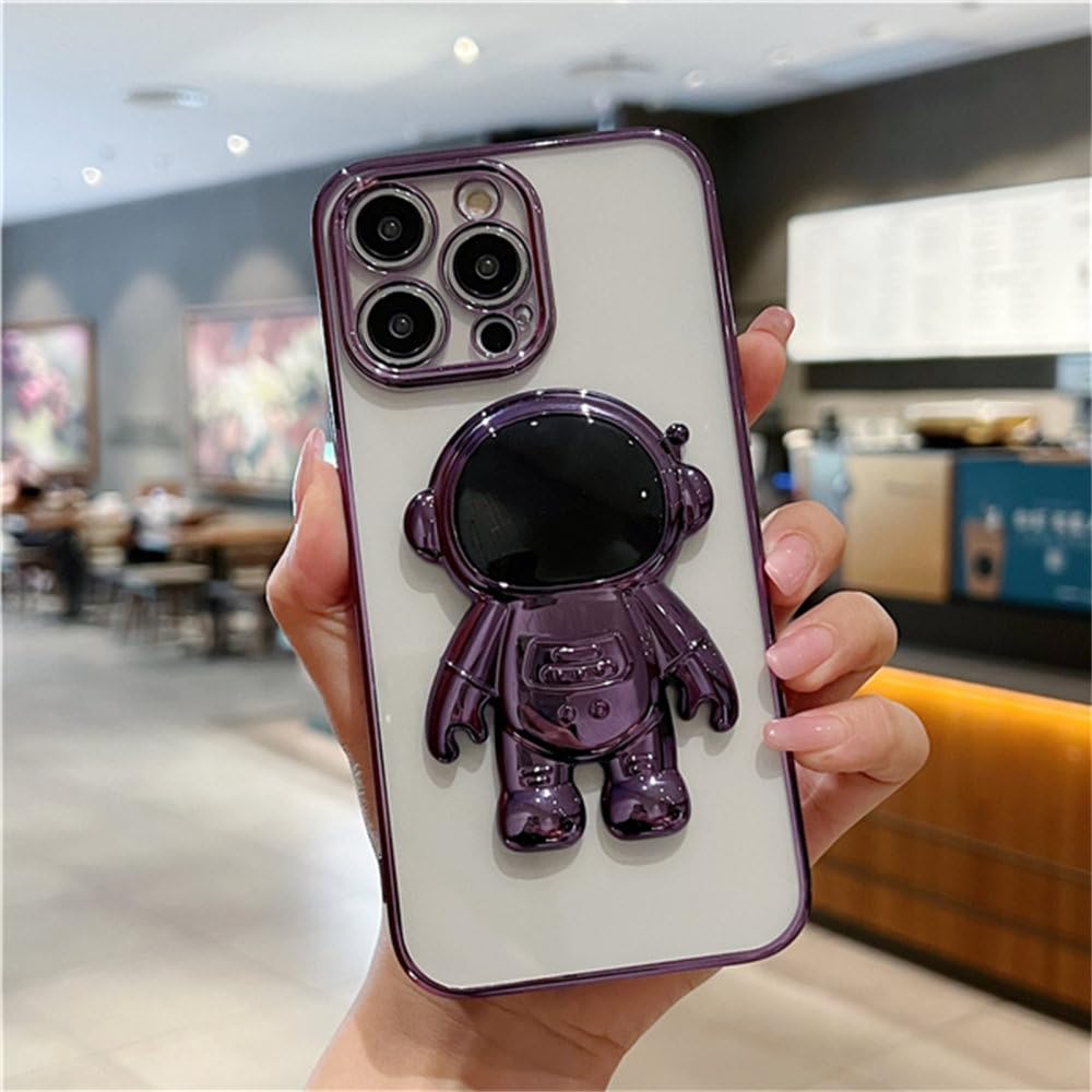 Coque iPhone 11 Pro de luxe violette ENILSA avec bague support astronaute chic - 7