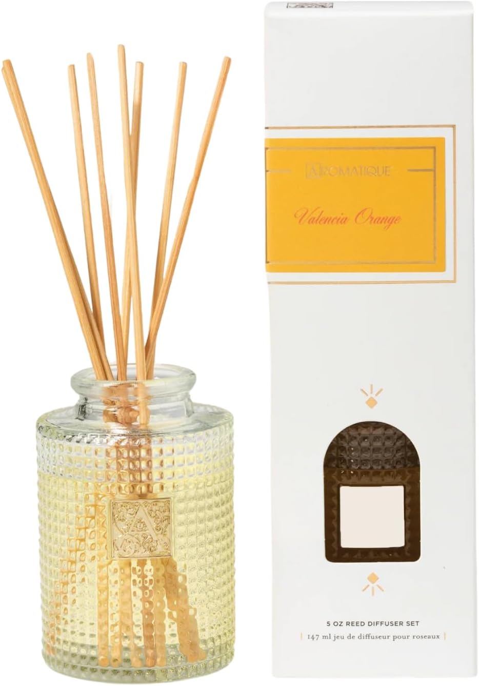 Valencia Orange Reed Diffuser Gift Set Textured Glass Bottle