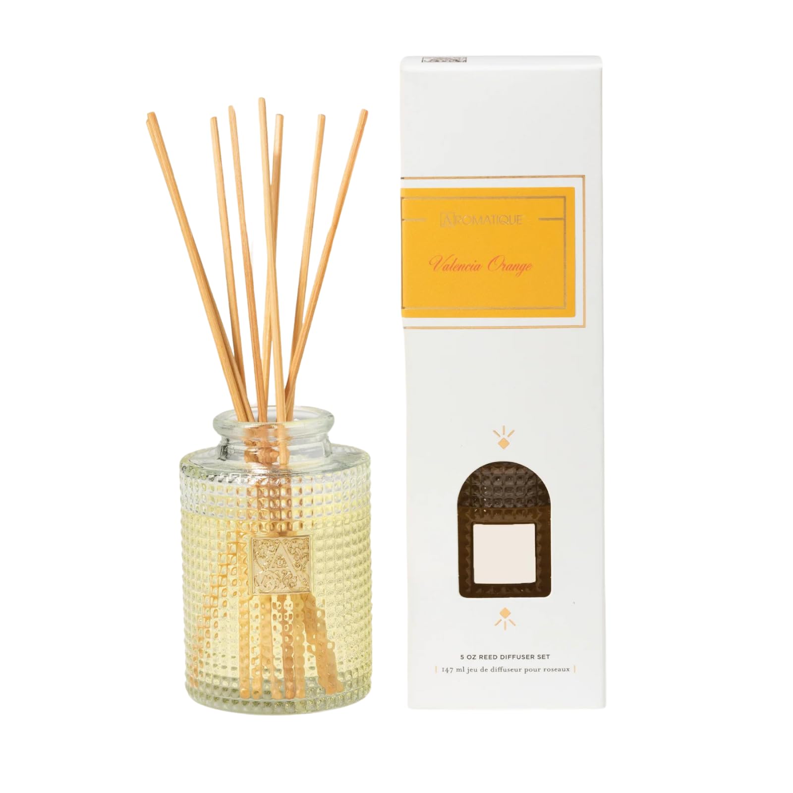 Valencia Orange Reed Diffuser Gift Set Textured Glass Bottle