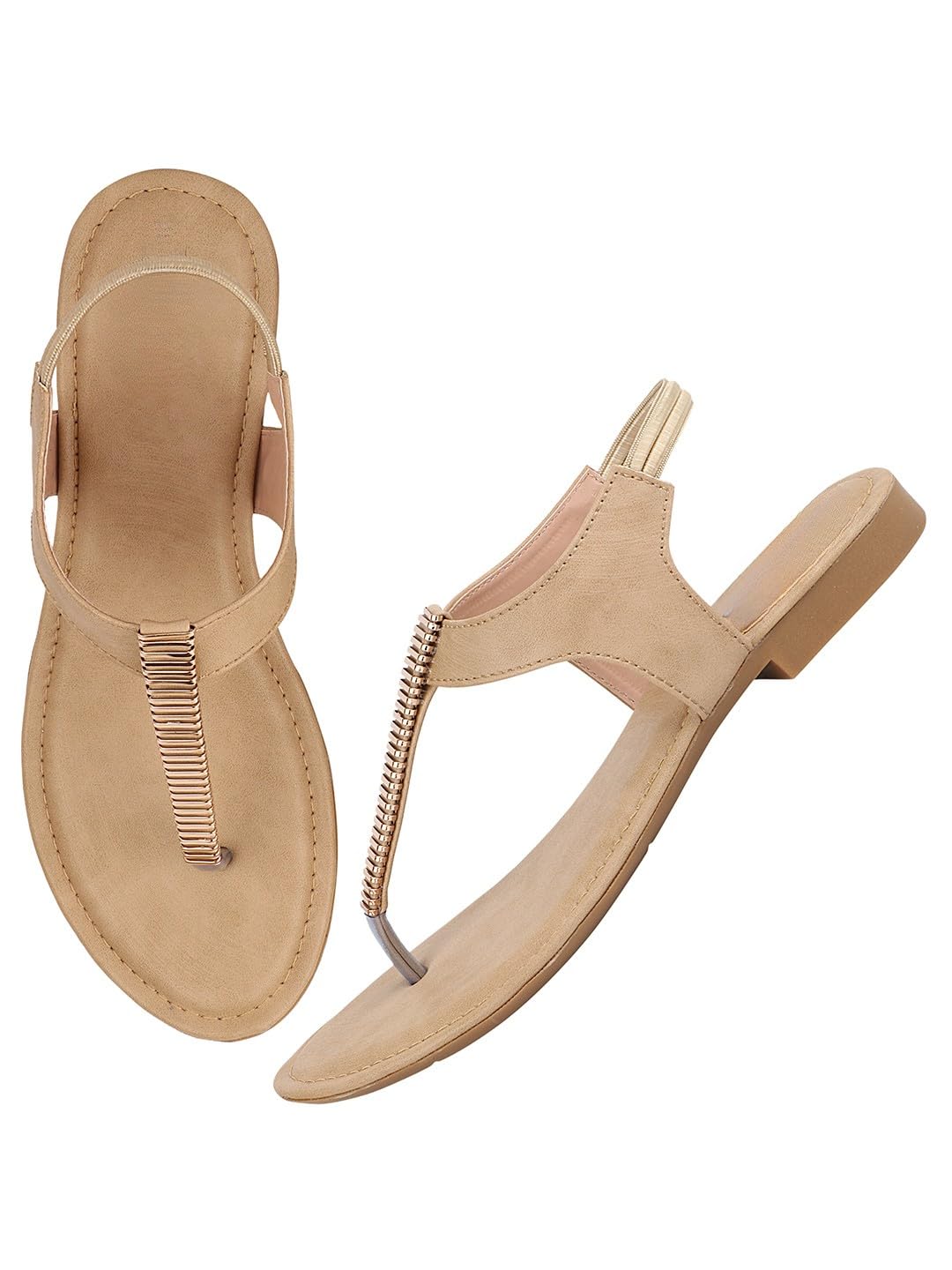 Women's Flat Sandals Stylish T-Strap Slip-On Flats Casual Comfortable || Stylish Summer Footwear with Slip-on Closure Party-image-12