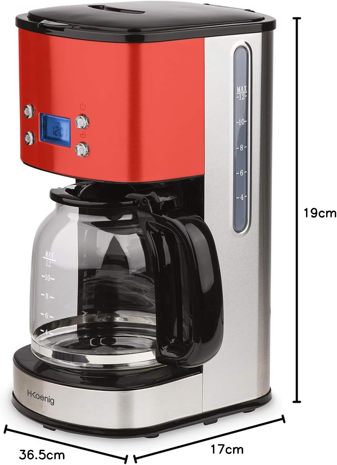 H.Koenig MG30 Macchina del Caffe Americano, plastica, Acciaio Inossidabile, Rosso H.Koenig MG30 Macchina del Caffe Americano, plastica, Acciaio Inossidabile, Rosso