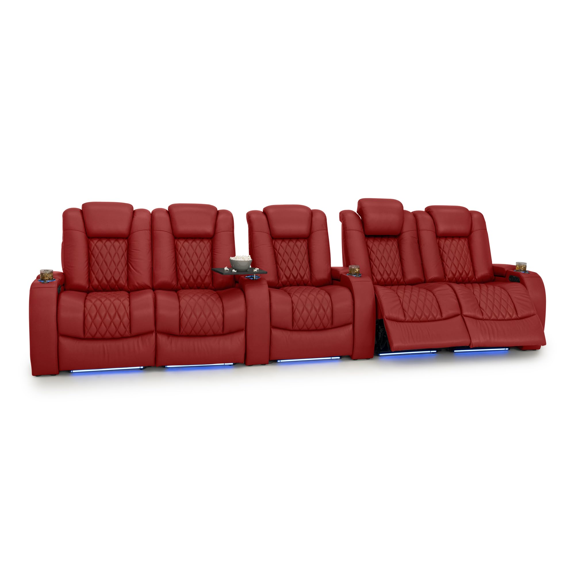 Seatcraft Diamante Home Theater Seating Red Row of 5 Dual Loveseat