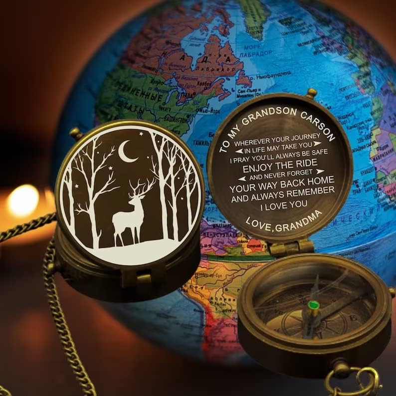 Brújula de trabajo personalizada grabada con recuerdo a medida, regalos para papá, regalo de bautizo, regalo de cumpleaños, para mi hijo, regalos de graduación miniatura 4