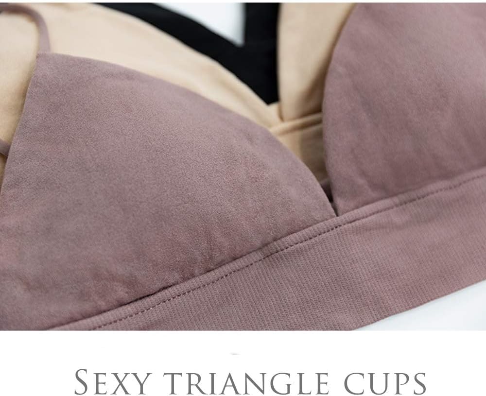 INIBUD Bralette for Women Triangle Cups Removable Padded Wire Free Pull On Closure - Image 7