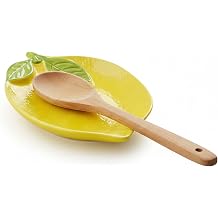Lemon Ceramic Spoon Rest for Stove Top, Kitchen Counter Holder for Stove & Cooking Spoon Holder, Cute Coffee Ladle Spoon Rest Utensil Rest Spatula Rest, Kitchen Decoration