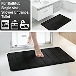 Bathroom Rugs Set 2 Piece Memory Foam Bath Rugs Non-Slip Bath Mat,Washable Room Mats,Absorbent Shaggy Rugs Super Soft Kitchen Mats, Batroom Carpets for Bathroom,Tub,Shower Home Decor(Black)