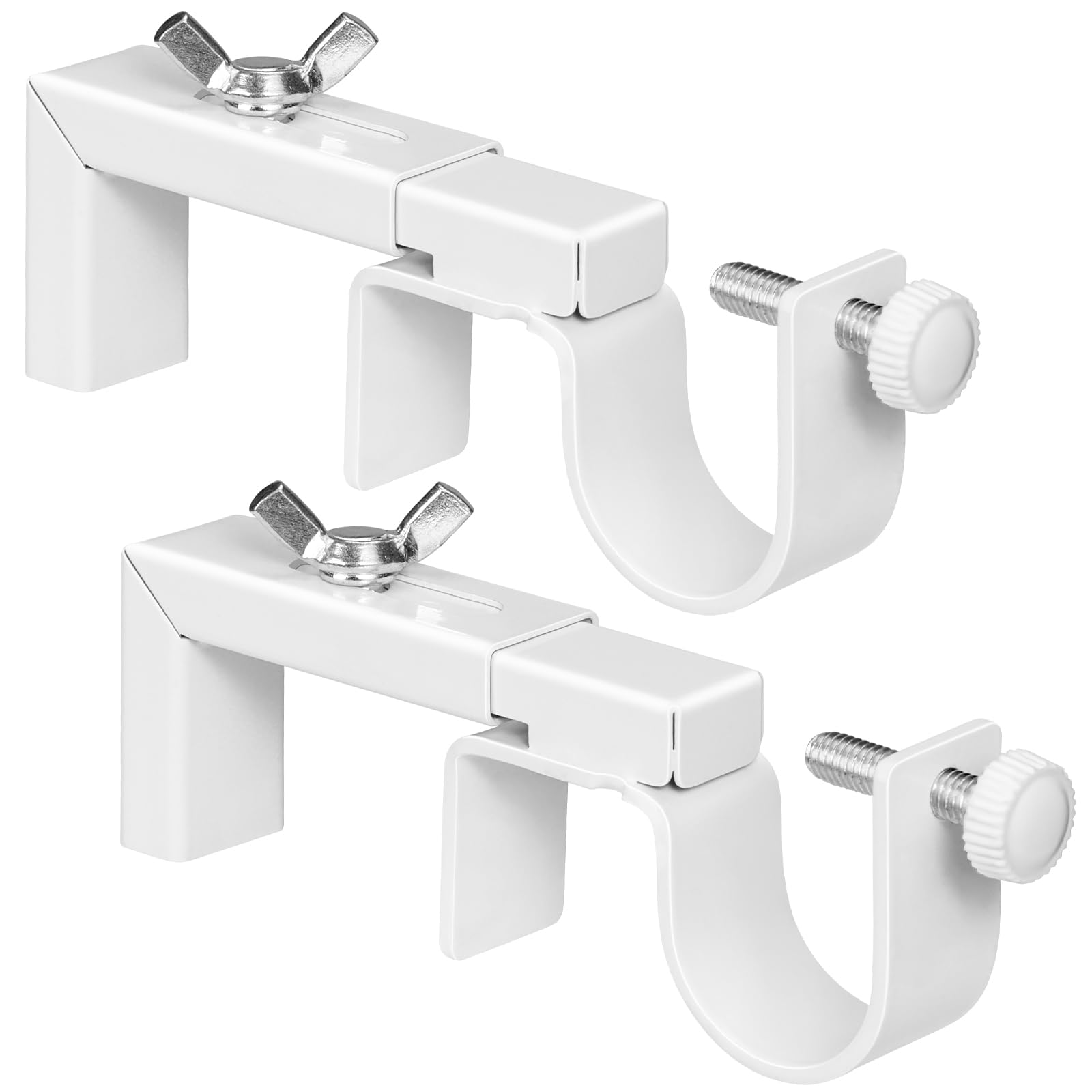 Photo 1 of 2 Pack Adjustable Curtain Rod Bracket Attachment for Outside Mounted Blinds,Fit for 1.3 - 2 inches Wide Track,No Drill Curtain Rod Holder for Externally Mounted Blinds Drapery Rods