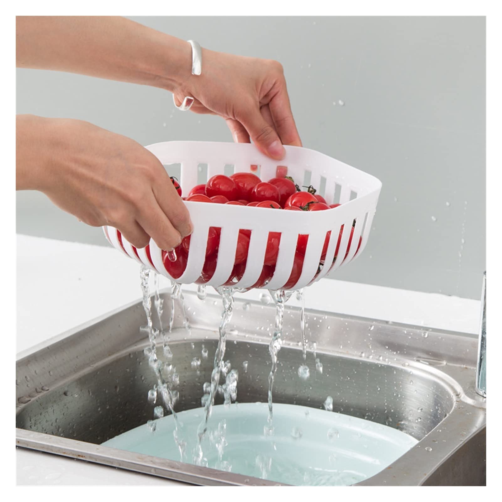 Sitko kosz spustowy kosz kuchenny kosz do przechowywania owoców kosz spustowy owoców kosz do mycia owoców plastikowy kuchnia warzywa zlew kosze do mycia kuchnia sitko kosz (kolor: różowy)