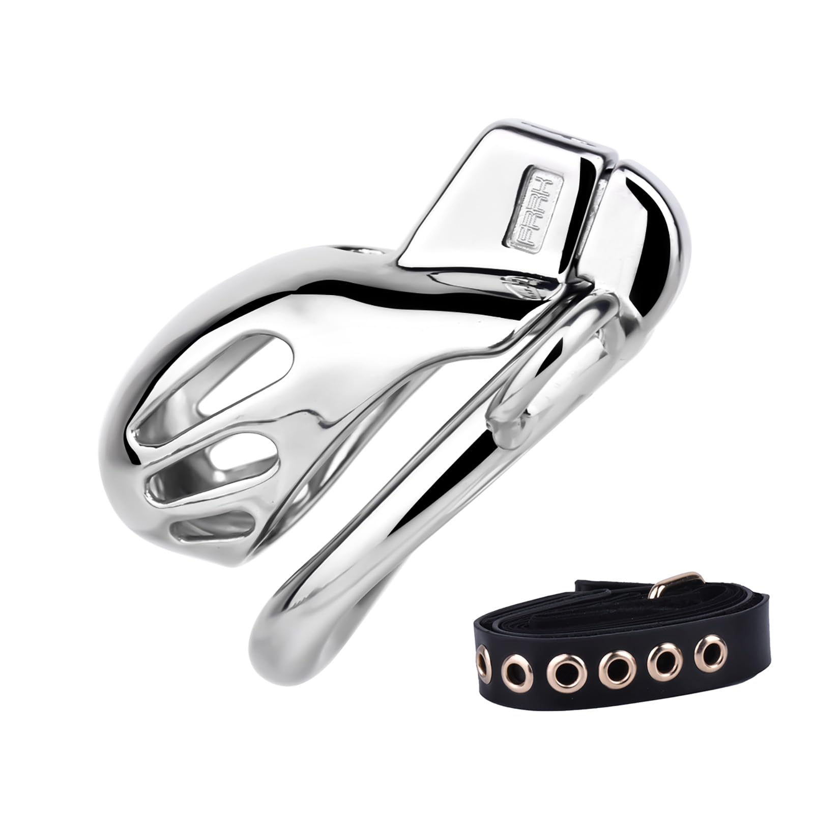 Hollow Chastity Cage hommes avec 3-Way Fixed Adjustable Belt, Cage de chasteté hommes adultes jouets sexuels, Smooth One-Piece Design, cage à pénis pour SM Bondage (54mm)