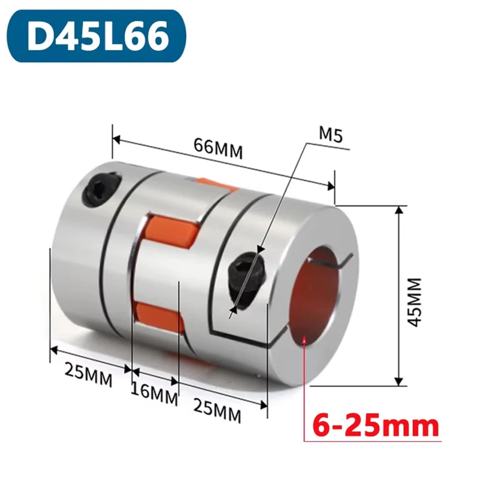 1 pz D45L66 Giunto flessibile for albero motore passo-passo a sei griffe Giunto elastico CNC D45 L66 Foro 6-25 mm(8x9)