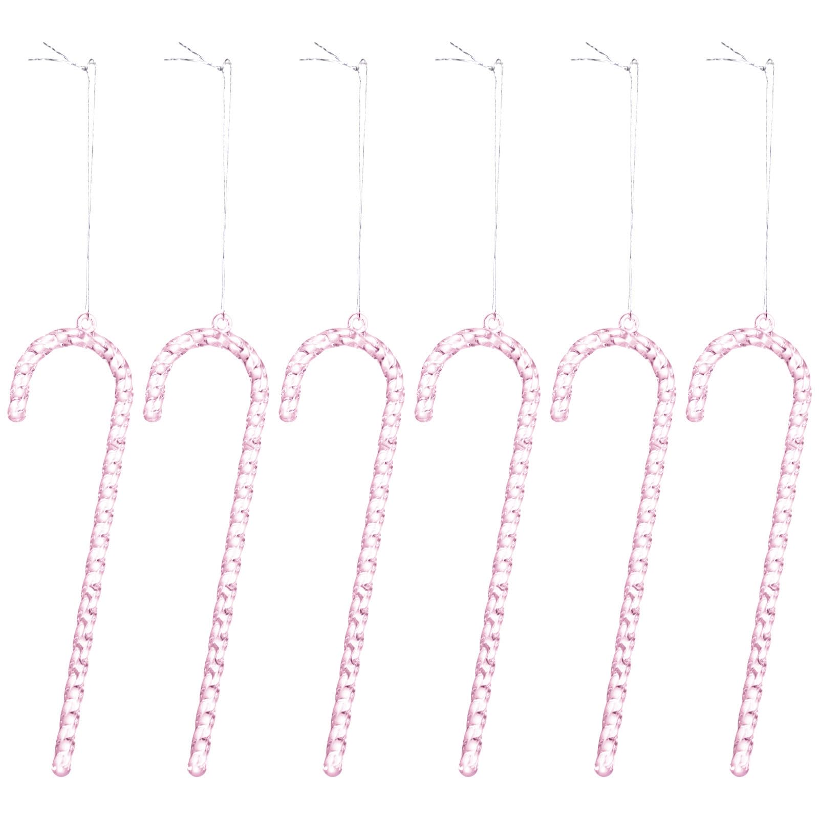 Hsioluted 6PCS Additional Polyacrylate Christmas Garnishes Clear Candy Stick Ornamentation Strong Holiday Suspended Deck for Family Use Denial Tools Required Celebratory Party Garnishes