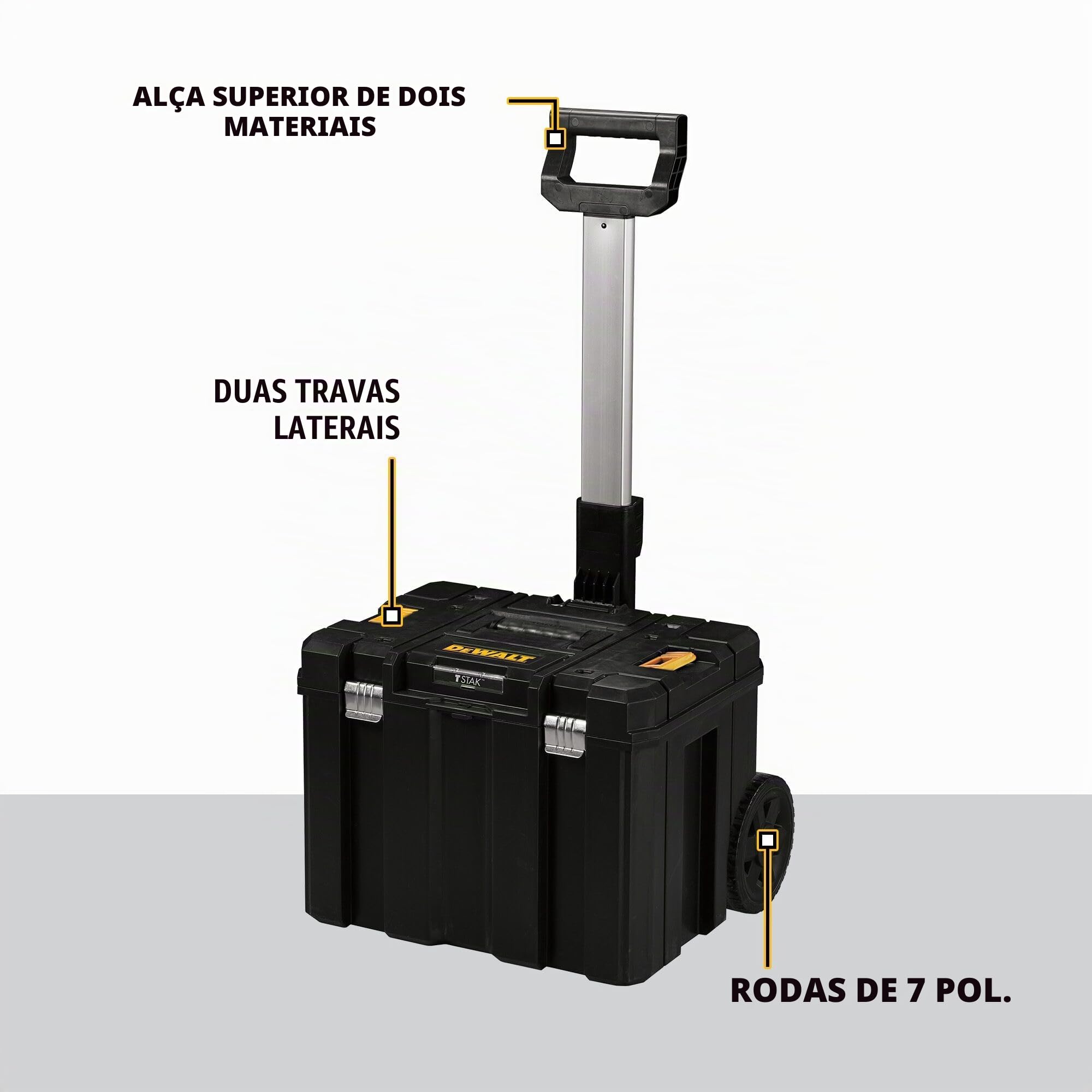 DEWALT Caixa de ferramentas com rodas, TSTAK, caixa profunda com