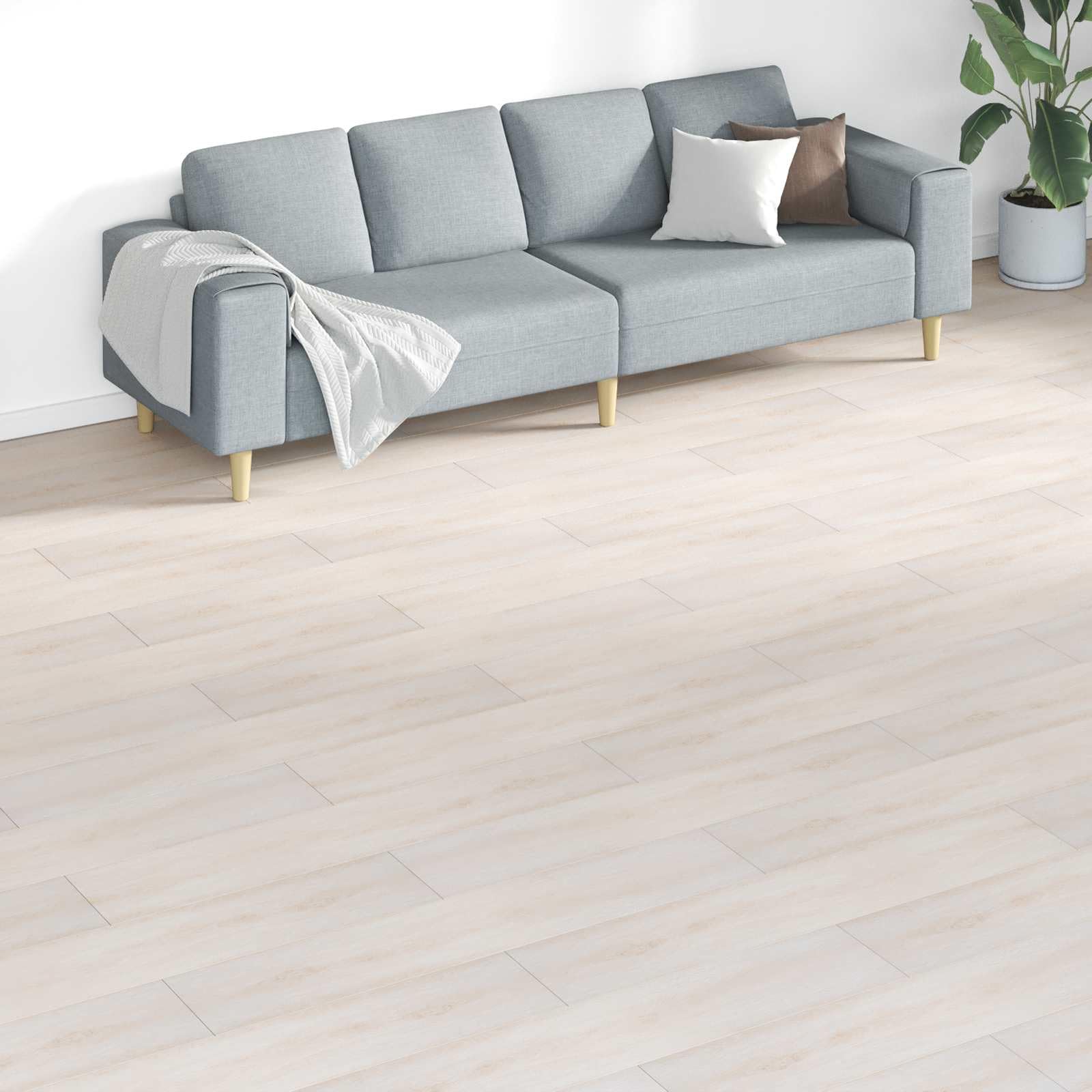 Planchas de suelo de PVC, 18 unidades, color blanco, 5,26 m²