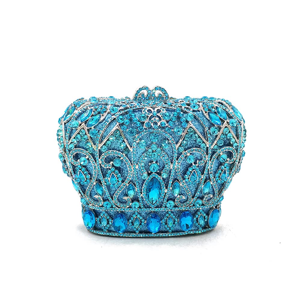 TnganWomen Luxury Crown Shaped Crystal Evening Clutch Elegant Rhinestones Party Handbag and Purse