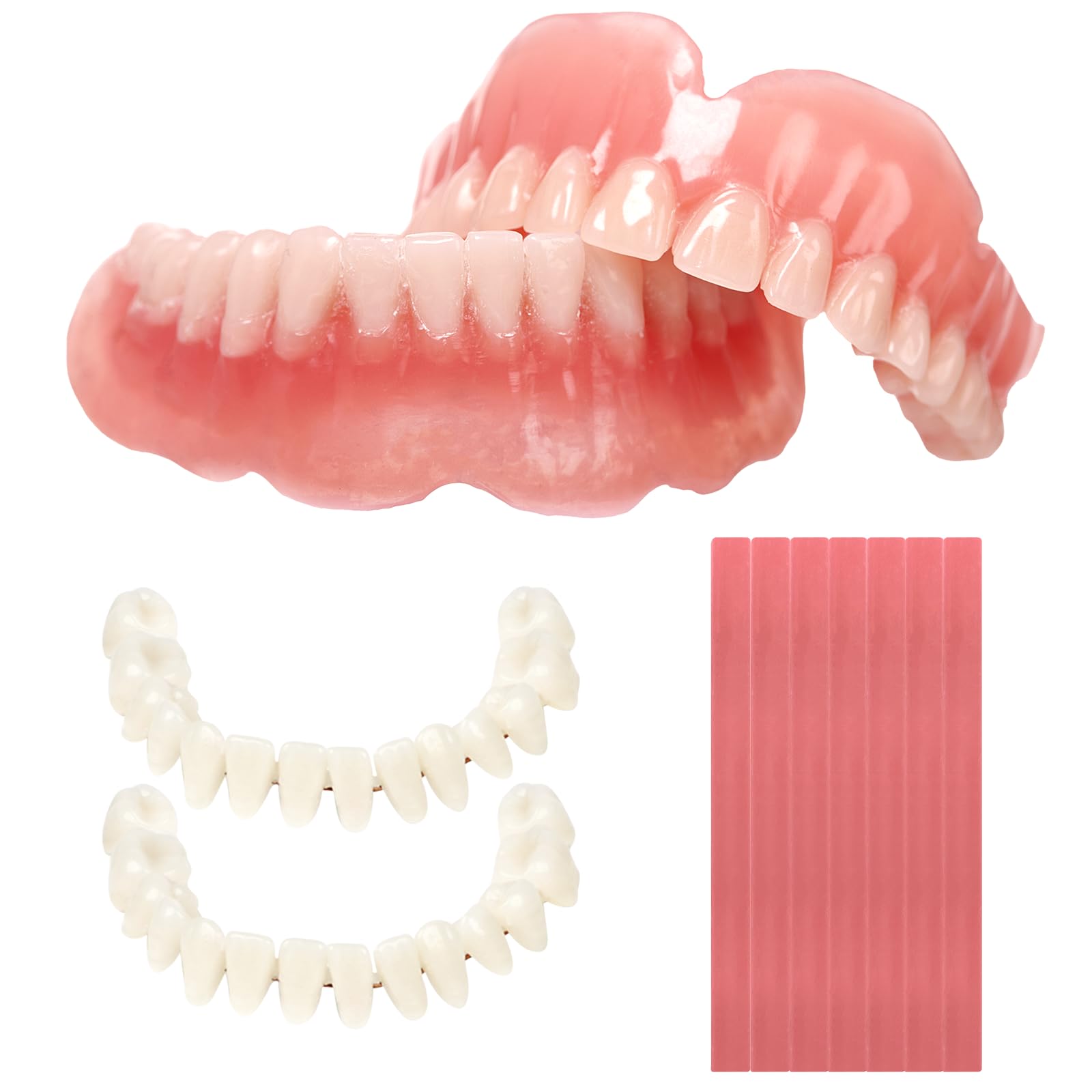 Denture Do it Yourself Full Set of Top and Bottom Fake Teeth, for Improve Smile, DIY Kit Easy and Convenient, Fake Teeth Repair Missing Teeth, Protect Your Teeth -0205