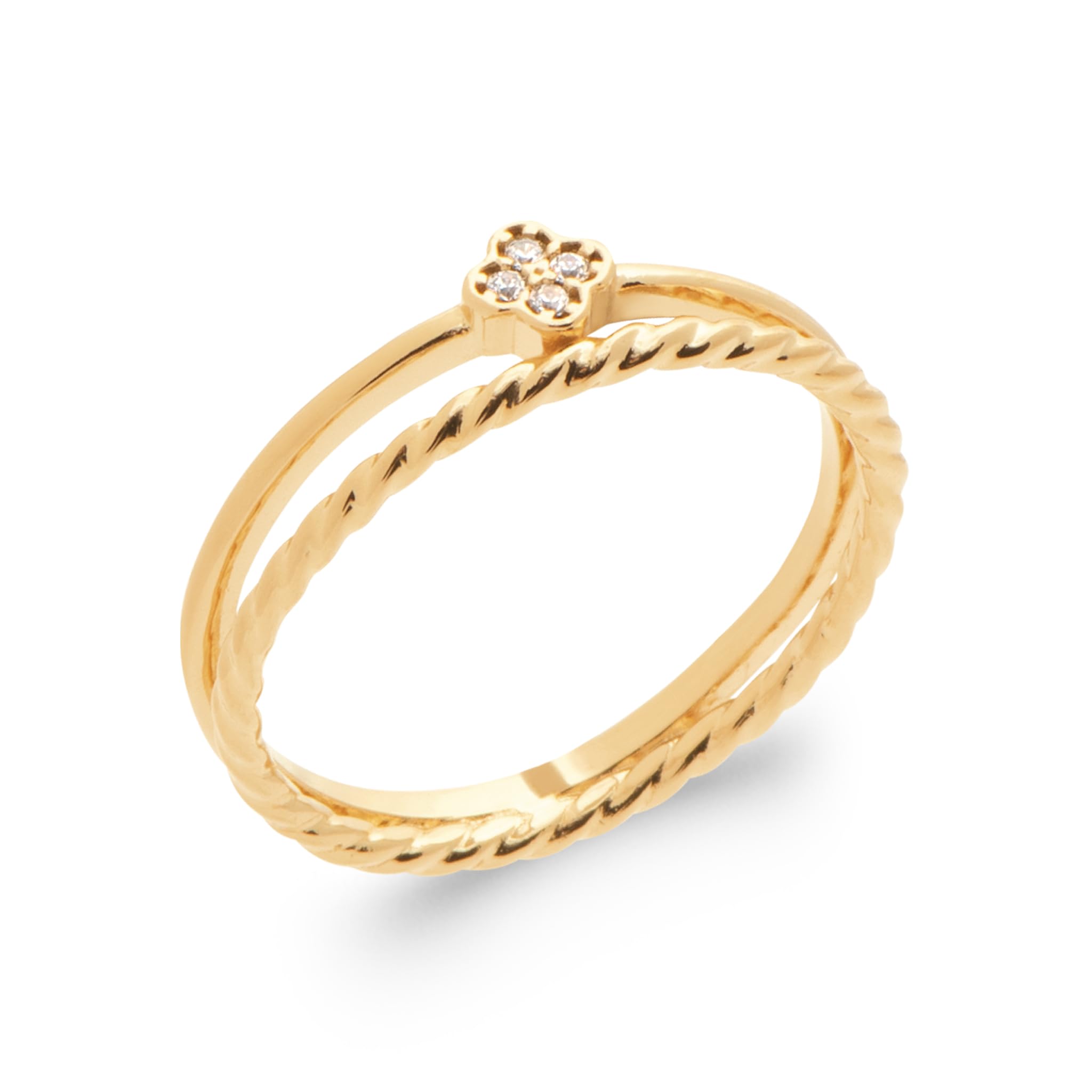 Bague 2 Rangs Ajourés avec Sachet Cadeau Velours Offert - 8