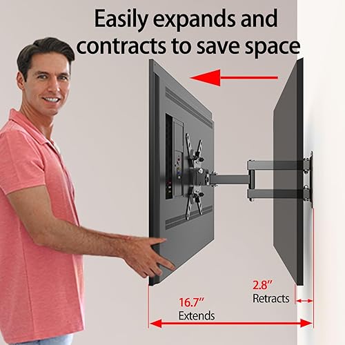 Miniatura 6 de Soporte de TV de movimiento completo para TV de 23 a 55 pulgadas, giratorio, inclinación, brazo articulado extensible, soporte de pared para VESA