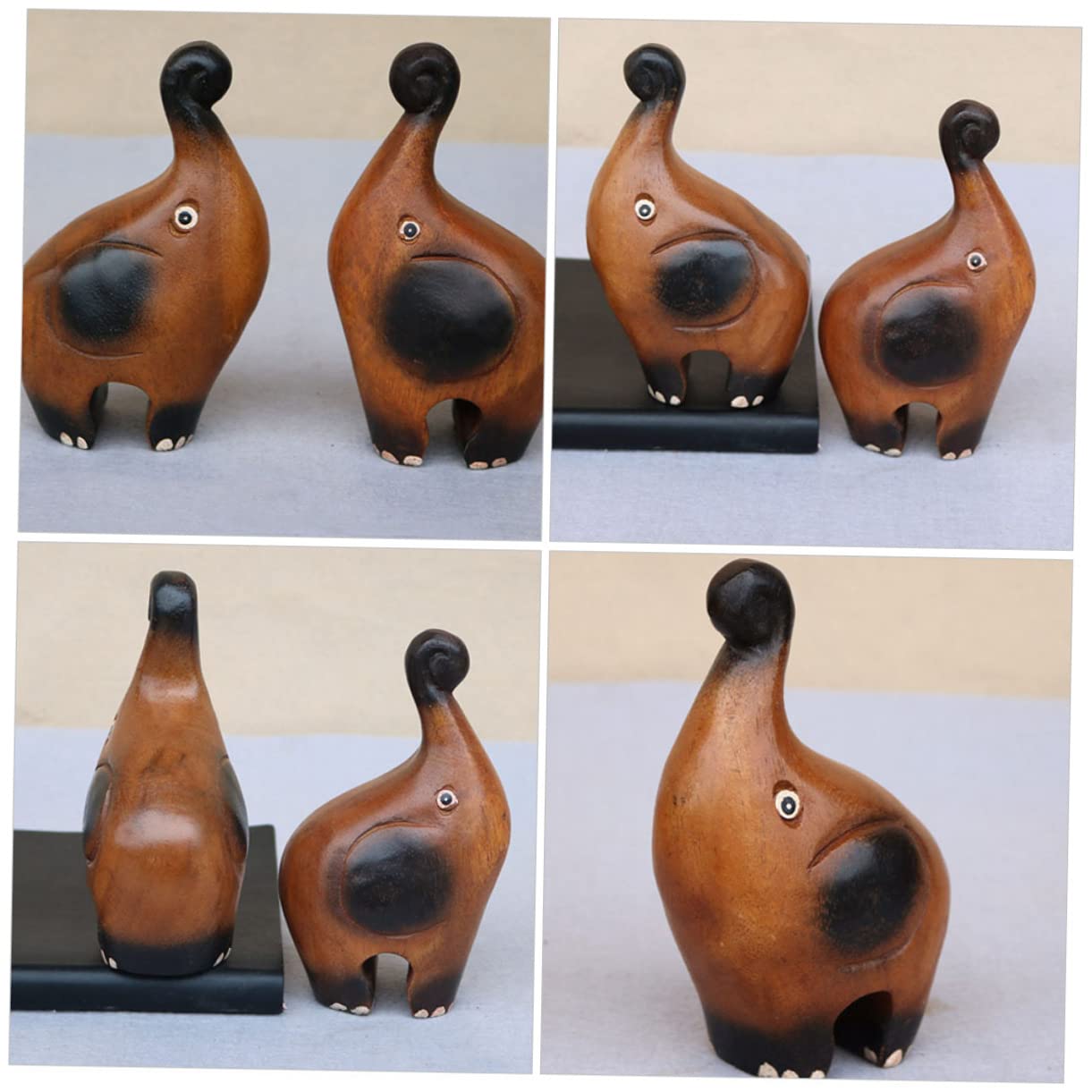 STOBAZA 2stücke Handgefertigte Holzfigur Eines Kleinen Elefantenskulptur Für Stilvolle Wohnkultur Langlebige Dekoration Für Tisch Oder Schreibtisch