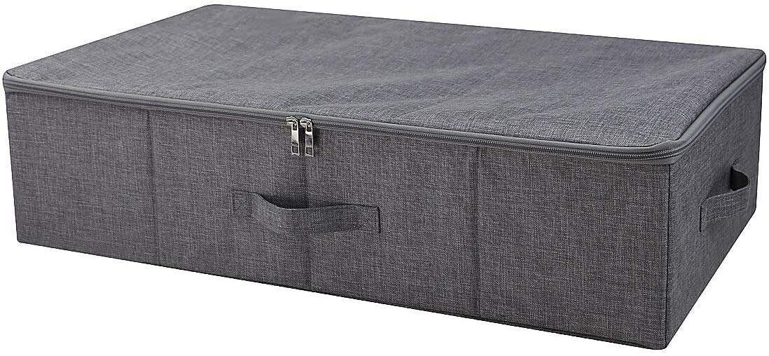 iwill CREATE PRO 70x40x18cm, faltbare waschbare Unterbett-Aufbewahrungsbehälter mit Reißverschluss, Kleiderschrank-Schrank-Organizer-Behälter für Kleidung, Schuhe, Spielzeug, schwarz-grau