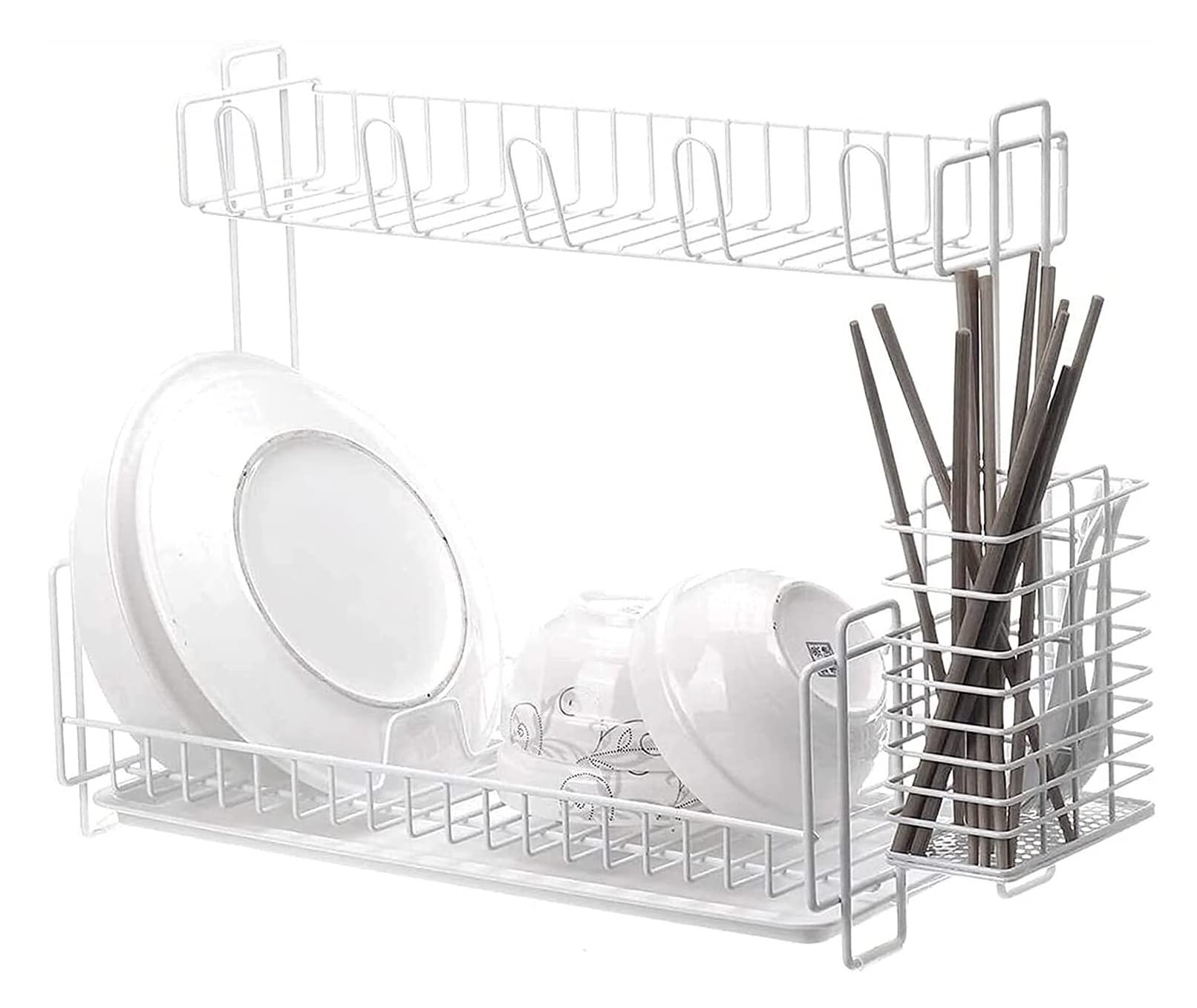 AZHKJKZH Dish Rack Metal Draining Dish Rack Drainer Kitchen Drain Shelf Sink Holder Cup Bowl Home Storage Basket Stand For For Small Kitchen(White)