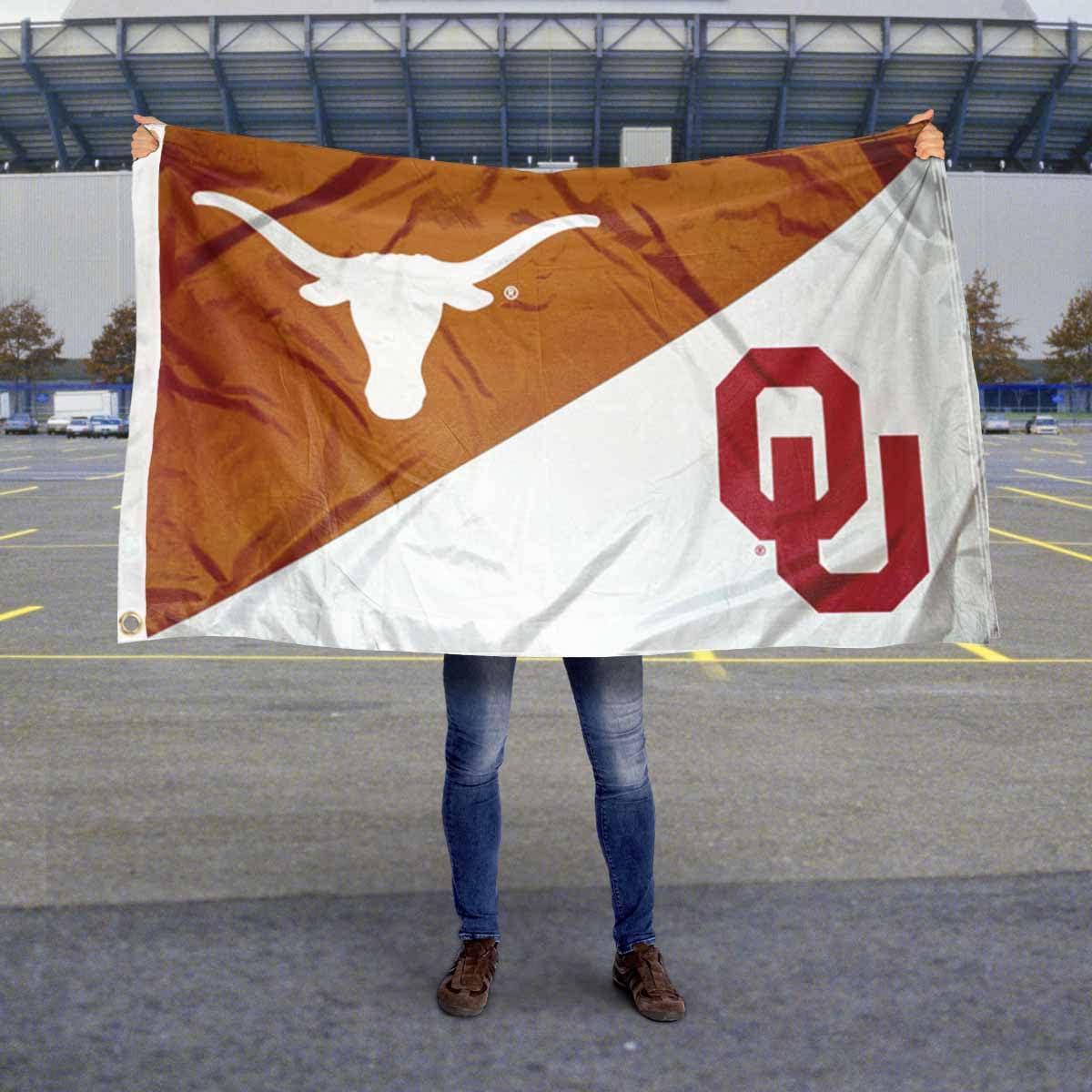 Texas Vs Texas A&M House Divided 3x5 Flag – NCAA Longhorns, Polyester, Orange
