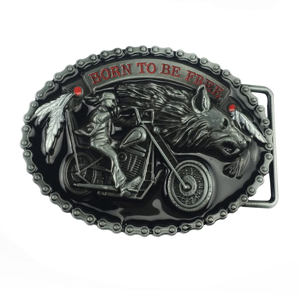 通用 Lkmy Mens 3D Skull Locomotive Motorcycle Belt Buckle, Western Cowboy Death Skeleton Vintage Eagle Belt, Cool Jeans Accessory for Men Women Father's Day, Christmas, Birthday Gift
