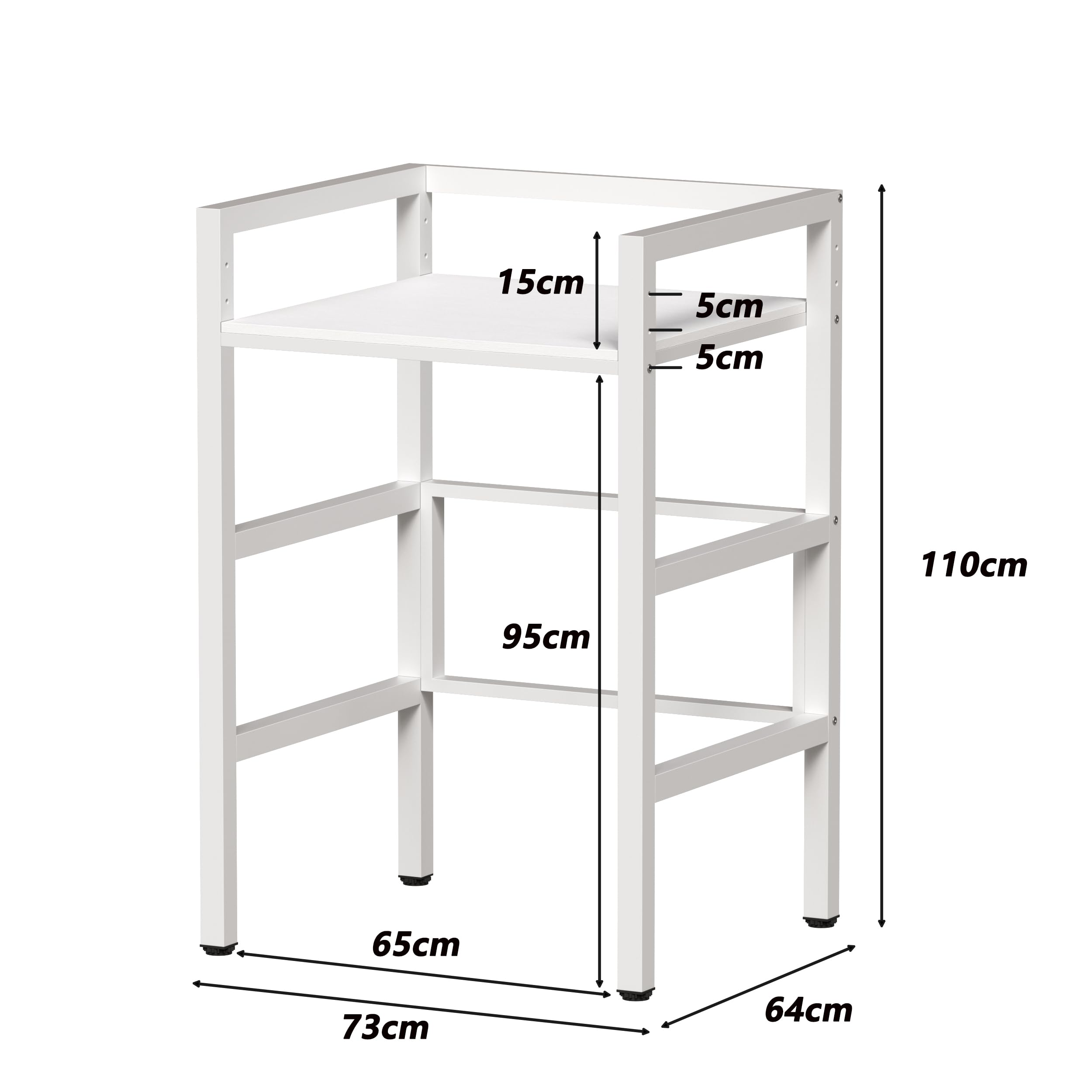 MSFE Regal über Waschmaschine,Höhenverstellbarer Wäschetrocknerständer,Lagerregal über der Waschmaschine, Tragfähigkeit 350 kg,für Waschmaschine und Trockner,73 * 64 * 110cm,Patentiertes Produkt