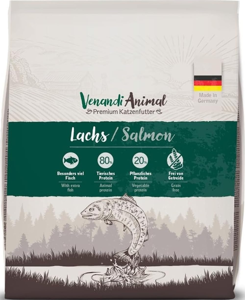 Venandi Animal Premium Cat Food, Salmon, with Plenty of Fresh Fish, Dry Food, Grain-Free, Pack of 1 (1 x 300 g)