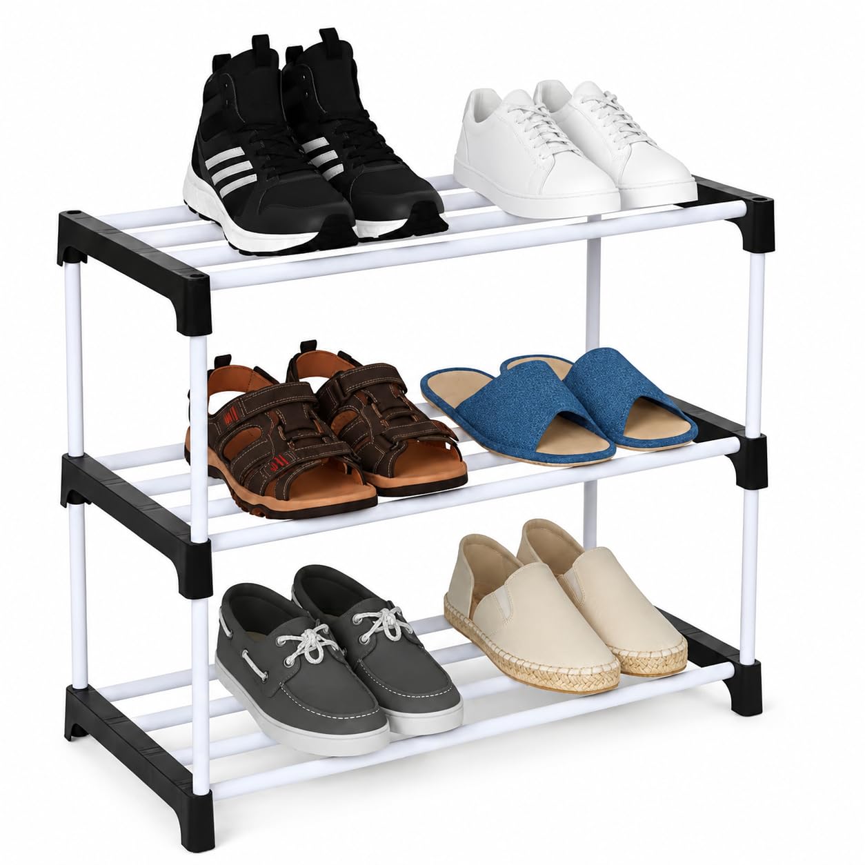 3 Layer Shoe Rack for Home, Space Saving Multipurpose Footwear Organizer, Durable Shoe Stand for Entryway, Bedroom & Living Room-image-29