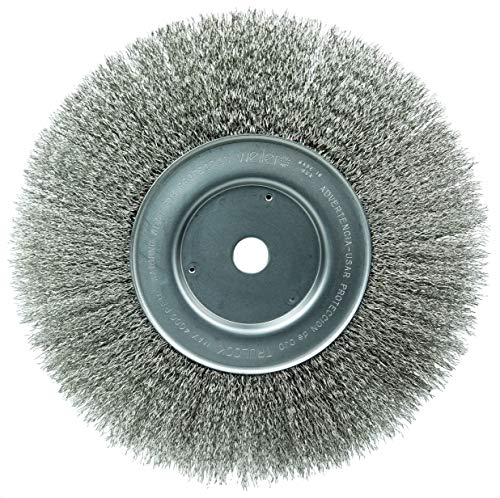 Image of Weiler 01898 10 inch Narrow Face Crimped Wire Wheel, .014 inch Stainless Steel Fill, 3 /4 inch Arbor Hole, Made in The USA (Pack of 2)