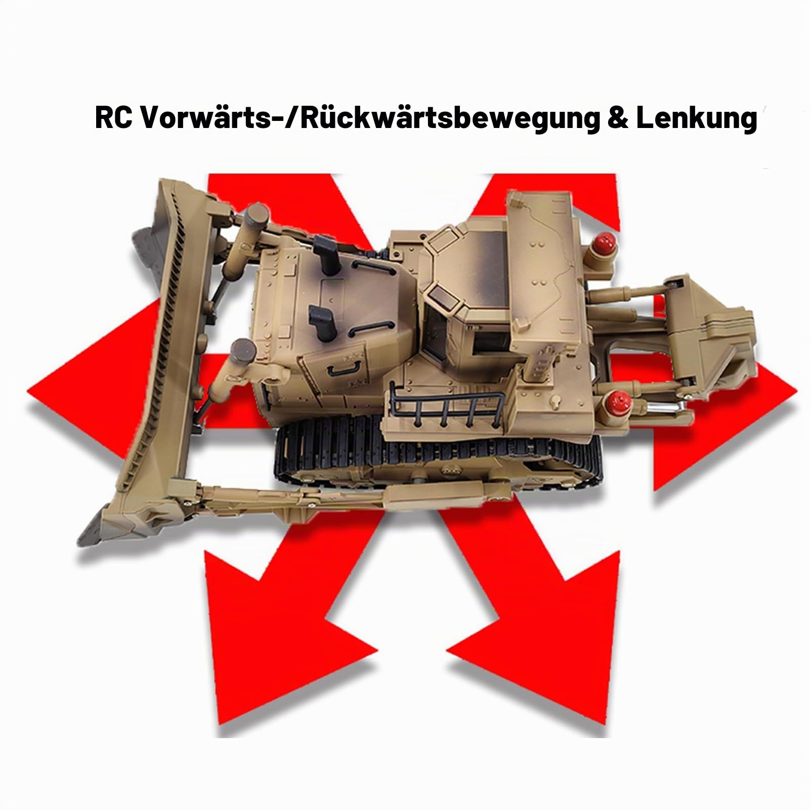 Dilwe 1/16 RC Dozer, Ferngesteuerter 2,4-GHz-Bulldozer mit Anhebbarem Schild und Aufreißer, für Baumodell und Ausstellung