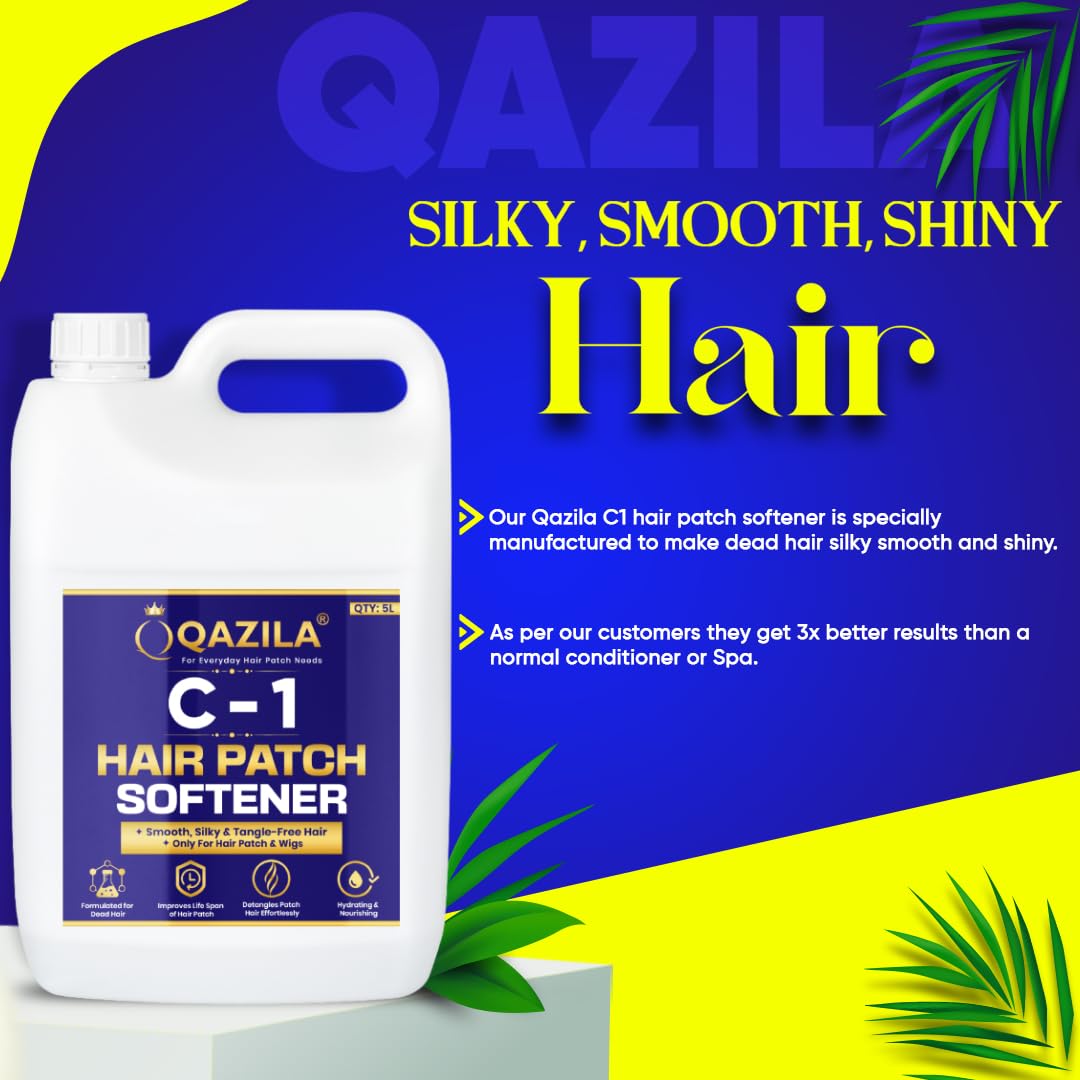 Qazila C-1 Hair Patch Softener | Hair Patch Conditioner | Hair Patch Wash Chemical | Soft, Silky and Tangle-Free Hair | 5 Litre 1