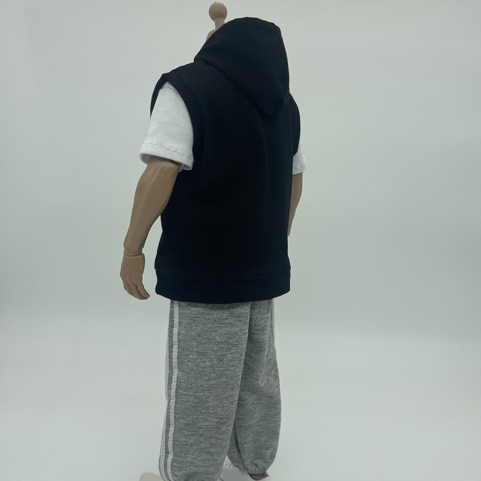 Amagogo 3x 1/6 ärmelloses Hoodie-Hosen-Set, handgefertigte Puppenkleidung, modisches Miniatur-Kleidungskostüm für 12-Zoll-Verkleidung, Actionfiguren-Zubehör, schwarzer Kapuzenpullover