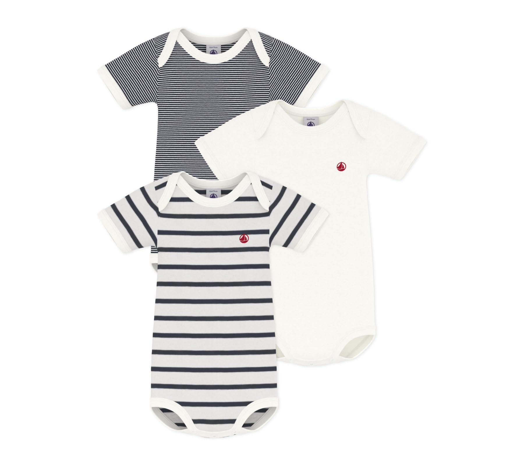 Petit Bateau Unisex Baby A01tc Kurzarm-Body mit Streifen (3er Pack)