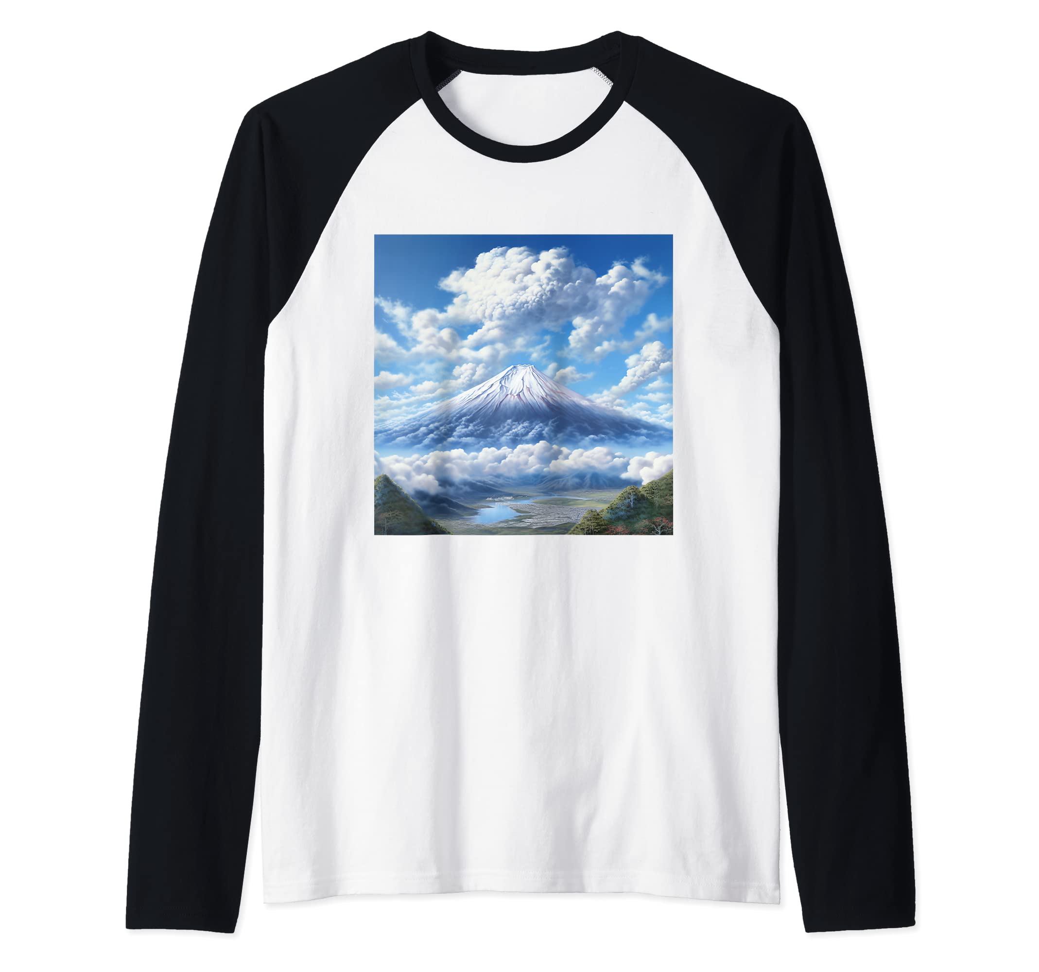 Enchanted Horizon EternaVista Fujiyama Painting Raglan Baseball Tee