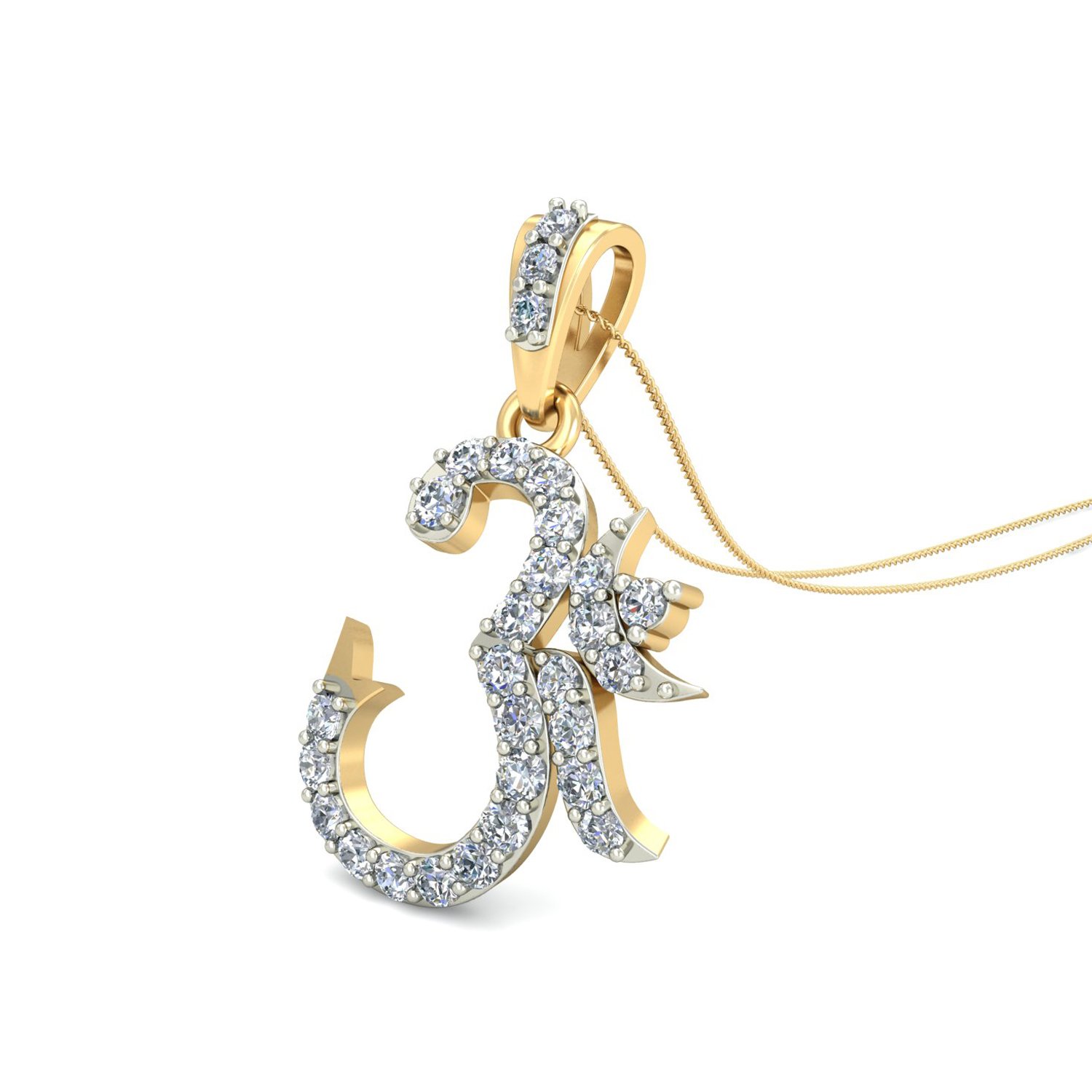 pc jeweller The Aum Fish Tail 18KT Yellow Gold & Diamond Pendant-picture-36