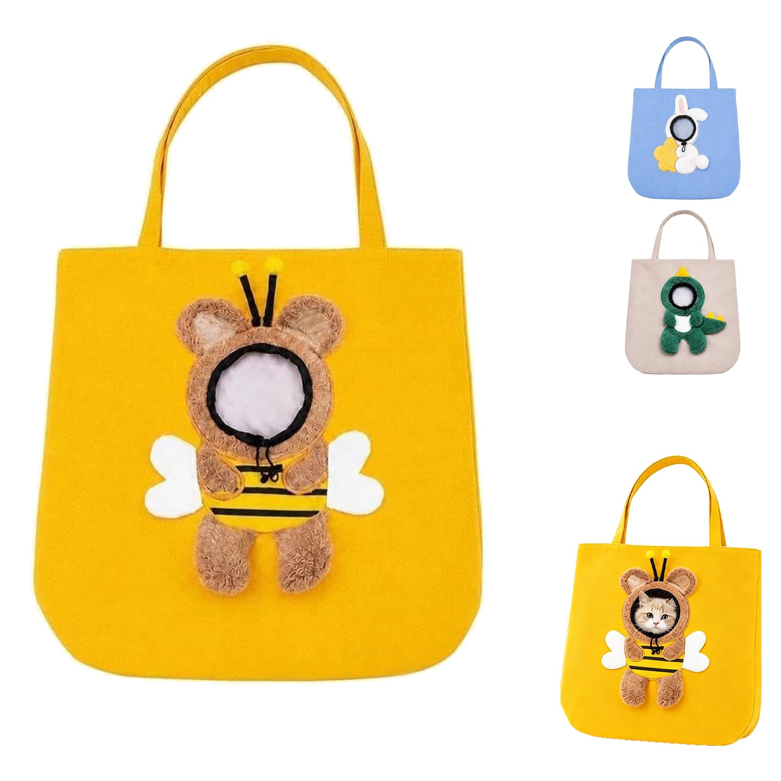 Head-Out Canvas Pet Shoulder Carrier, Breathable Cat Dog Tote Bag